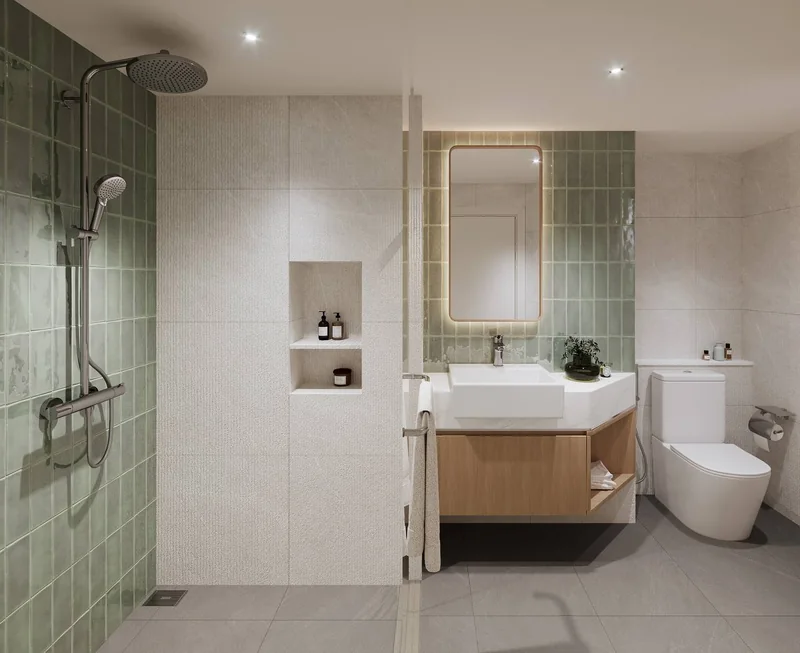 Bathroom with walk-in shower at Vibe Downtown Karon