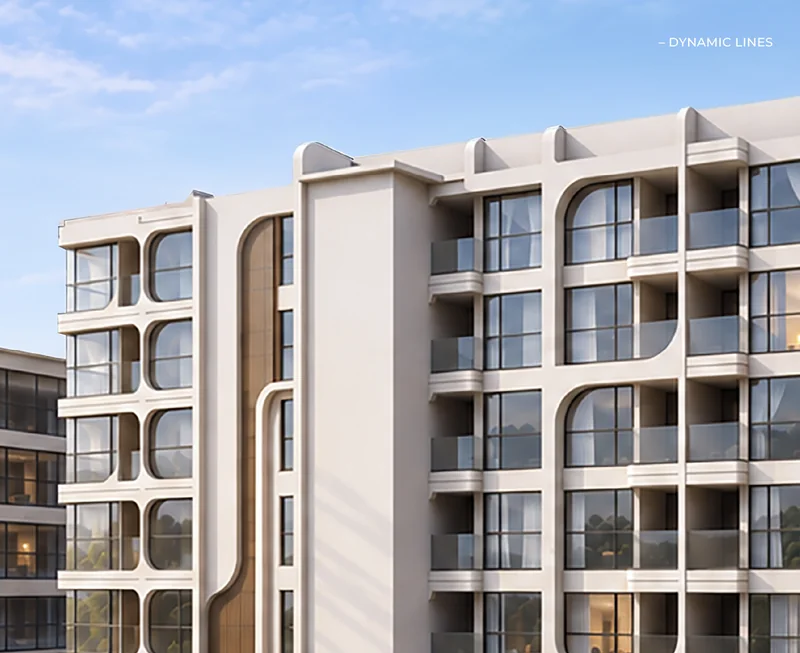 Vibe Downtown Karon façade with curved balconies, urban rhythm design