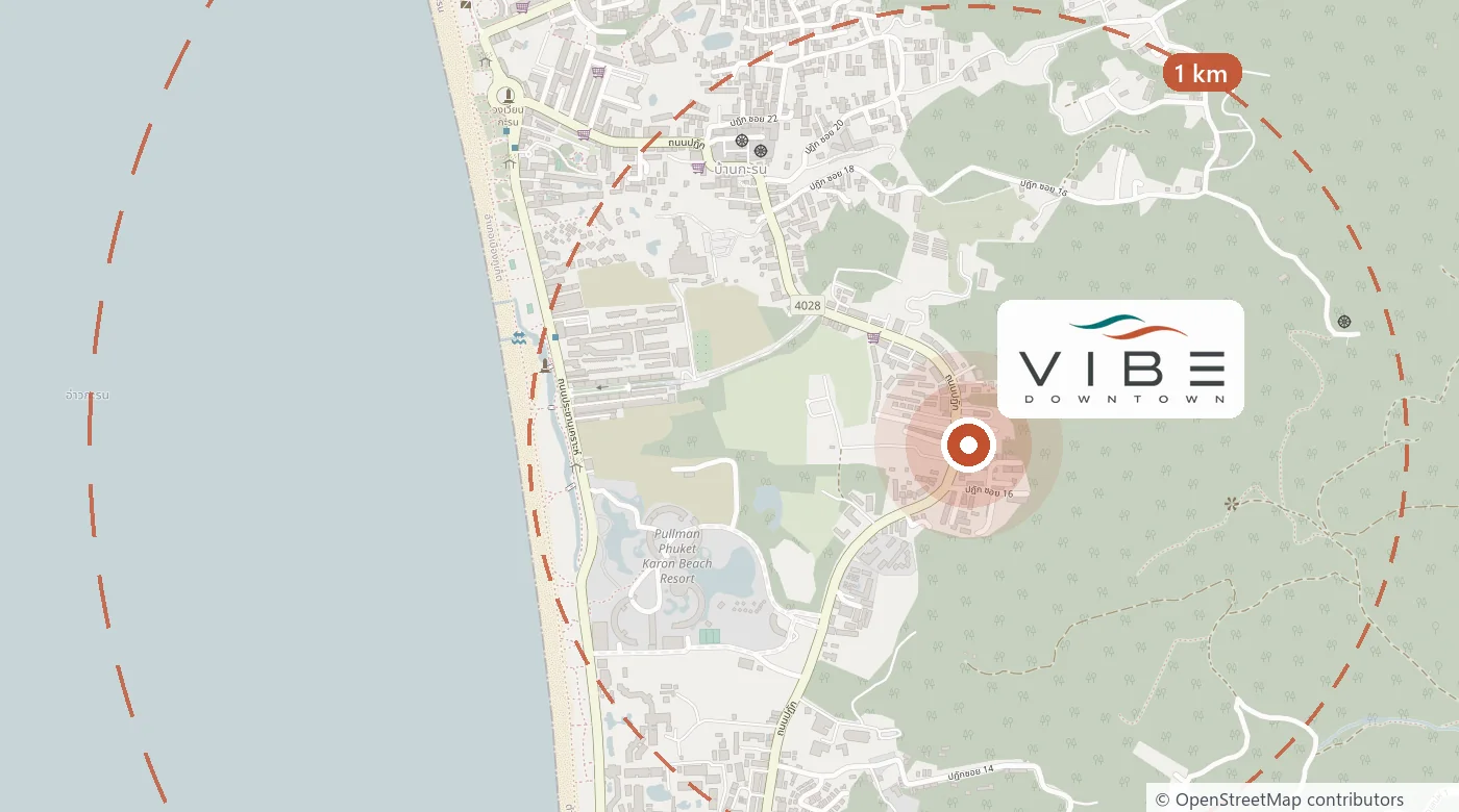 普吉岛卡伦地图,标出 Patak Road 上 Vibe Downtown Karon 的位置
