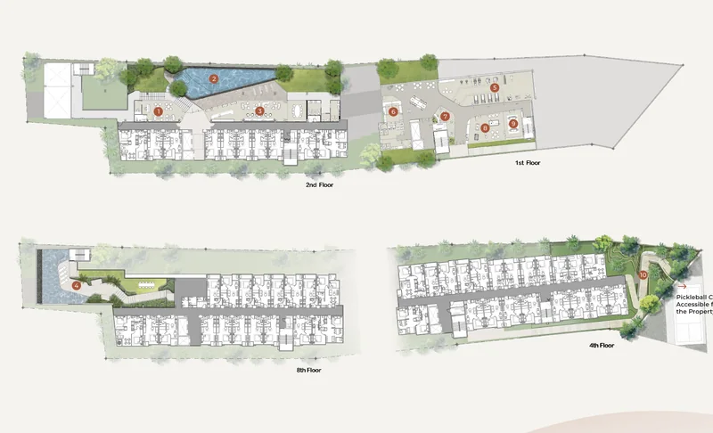 Vibe Downtown Karon master plan with facilities by building and floor