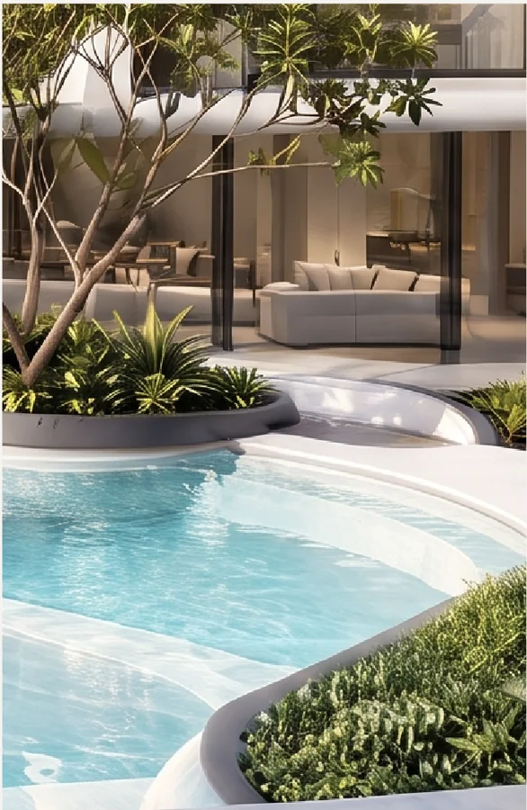 Natural light: poolside lounge at Vibe Downtown Karon